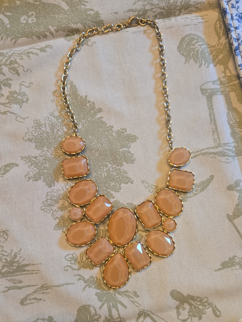 Gold-Tone Peach Statement Bib Necklace